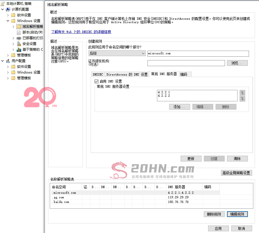 指定网站使用指定DNS地址解析